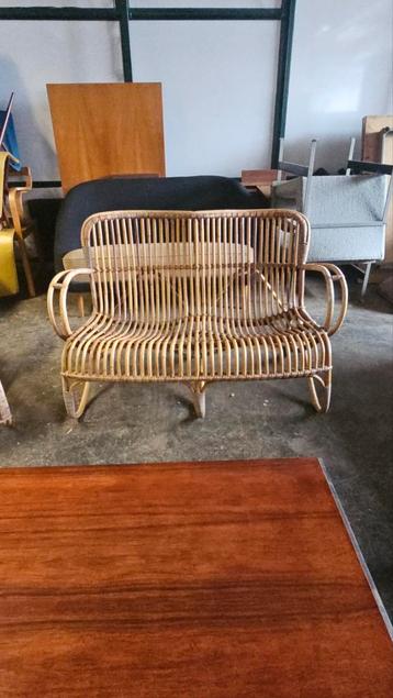 Jaren 60 Rotan set Bankje & Fauteuils beschikbaar voor biedingen