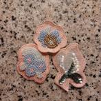 Vintage applicaties, met pailletten en kraaltjes,roze,blauw, Ophalen of Verzenden
