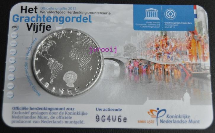 2012 NEDERLAND COINCARD 5 EURO GRACHTENGORDEL *UNC*, Postzegels en Munten, Munten | Nederland, Losse munt, Euro's, Koningin Beatrix