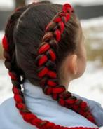 Rood haar voor invlechten (carnaval?), Ophalen of Verzenden, Gebruikt, Pruik of Haarverlenging