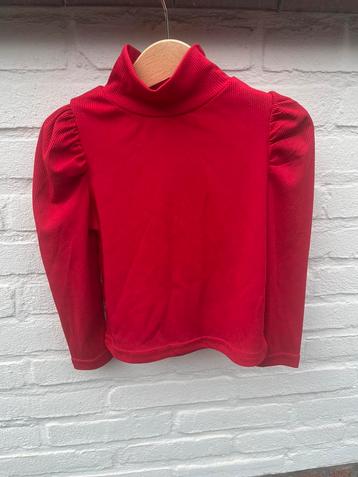 Rib top met col en pofmouwen rood maat 2-3 jaar / maat 98 beschikbaar voor biedingen