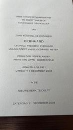 Orde uitvaartdienst van prins Bernhard, Ophalen of Verzenden, Zo goed als nieuw, Kaart, Foto of Prent