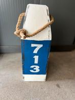 Decoratieve Houten Paal Blauw Wit - 60cm, Ophalen