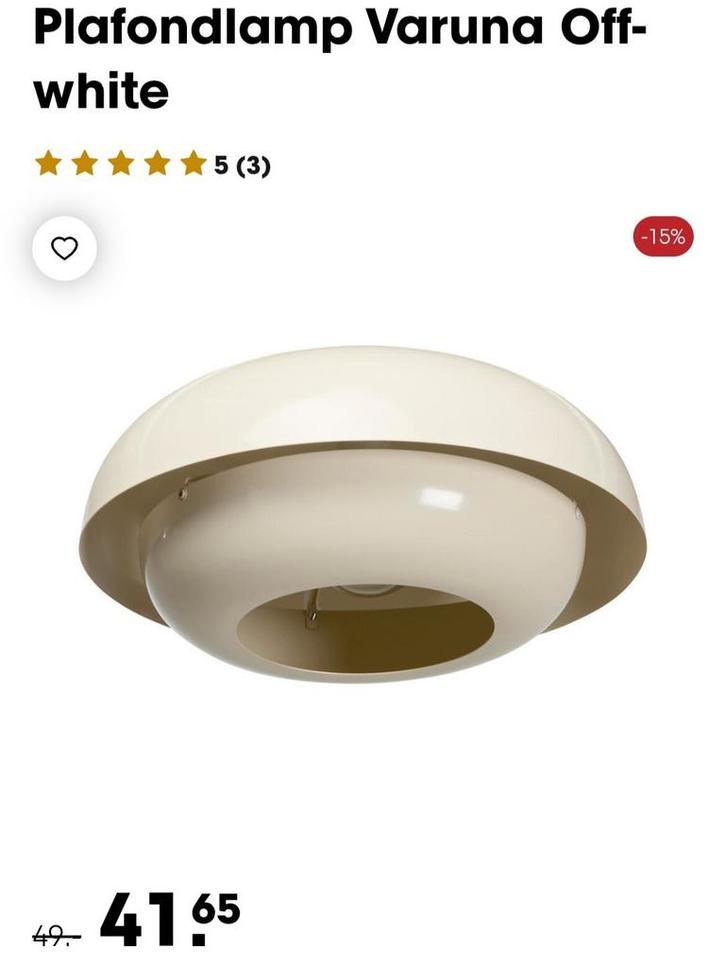 Plafondlamp off-white, Huis en Inrichting, Lampen | Plafondlampen, Zo goed als nieuw, Metaal, Ophalen