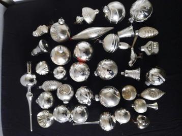 35 oude zilveren kerstballen vintage kerst zilver oud  beschikbaar voor biedingen