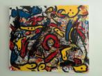 Groot abstract zelfgemaakt schilderij 100 cm hoog 120  breed, Ophalen