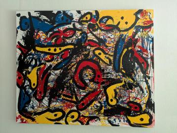 Groot abstract zelfgemaakt schilderij 100 cm hoog 120  breed beschikbaar voor biedingen