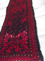 rood zwart geborduurd India katoen sjaal paletten 185x55 cm, Maat 46/48 (XL) of groter, Ophalen of Verzenden, Sjaal, India katoen