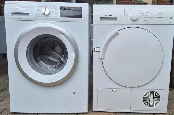 Set siemens wasmachine & siemens condensdroger, Witgoed en Apparatuur, Wasmachines, Gebruikt, Voorlader, 6 tot 8 kg, 85 tot 90 cm