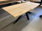 Eiken boomstamtafel 200x90 cm met Matrix of X poten, Huis en Inrichting, Tafels | Eettafels, 50 tot 100 cm, Vijf personen of meer