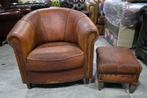Joris Fauteuil + Hocker Schapenleer - GRATIS BEZORGING