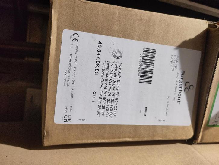 Burgerhout concentrische rookgas 80/ 125 diverse lng/bochten, Doe-het-zelf en Verbouw, Verwarming en Radiatoren, Nieuw, Overige typen