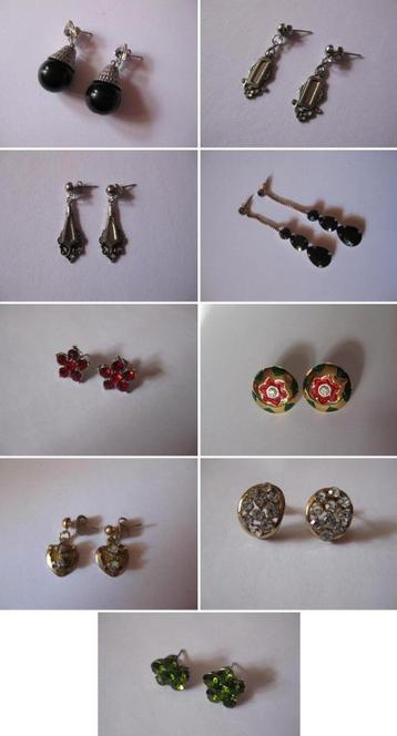 Diverse vintage oorbellen / oorstekers strass hartjes hanger beschikbaar voor biedingen