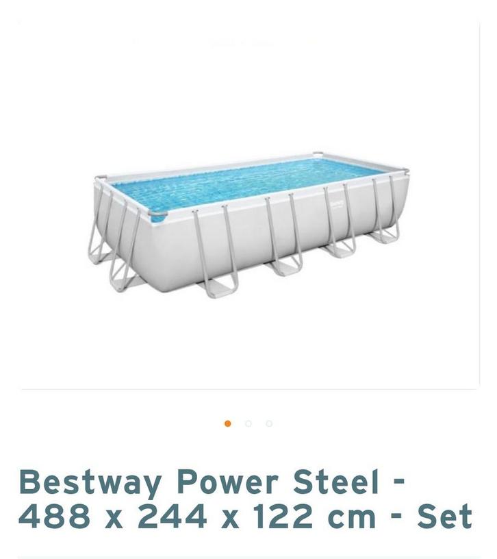 Bestway Power Steel Zwembad - 488 x 244 x 122 cm, Tuin en Terras, Zwembaden, Zo goed als nieuw, Opzetzwembad, 120 cm of meer, 400 cm of meer