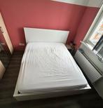 Tweepersoons bed IKEA Malm + lattenbodem + tussenbalk, Huis en Inrichting, Slaapkamer | Bedden, Gebruikt, Wit, Tweepersoons, Ophalen of Verzenden