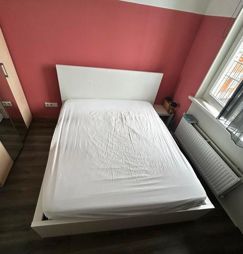 Tweepersoons bed IKEA Malm + lattenbodem + tussenbalk, Huis en Inrichting, Slaapkamer | Bedden, Gebruikt, Tweepersoons, 160 cm