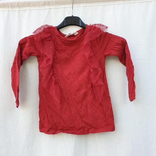 Schattig shirtje met tule, roesjes. Mt 110/116. Merk H&M, Kinderen en Baby's, Kinderkleding | Maat 110, Zo goed als nieuw, Meisje