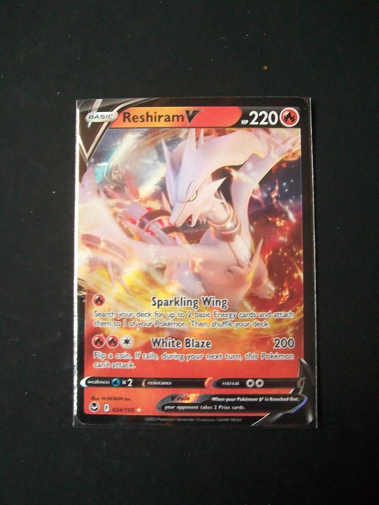 8143: Nieuwe Pokemon Kaart RESHIRAM V Hp 220 (024/195), Verzenden, Nieuw, Losse kaart, Foil