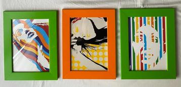 3 houten lijsten: 17 x 22 cm, foto: 11,5 x 16,5 cm beschikbaar voor biedingen