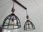 Hanglamp Lucca Loods5 2 lichtpunten gebrand staal, Ophalen, 50 tot 75 cm, Zo goed als nieuw, Metaal