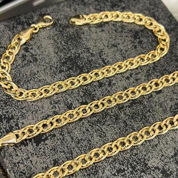 14 karaat gouden ketting met armband plat schakel beschikbaar voor biedingen