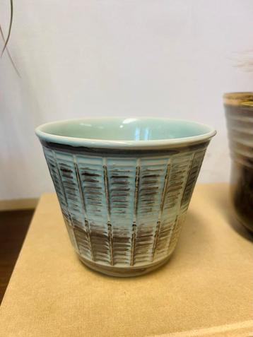 Mooie vintage bloempot plantenpot Morton Pottery Lichtblauw beschikbaar voor biedingen