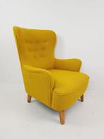 Vintage theo ruth Artifort fauteuil Ploegwool wol geel, -, Verzenden, -, 75 tot 100 cm