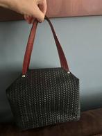 Vintage gevlochten leren tas, Overige merken, Zwart, Ophalen of Verzenden, Zo goed als nieuw