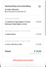 Walibi fright nights ticket + 2 attracties, Eén persoon, Overige soorten, Pretpark