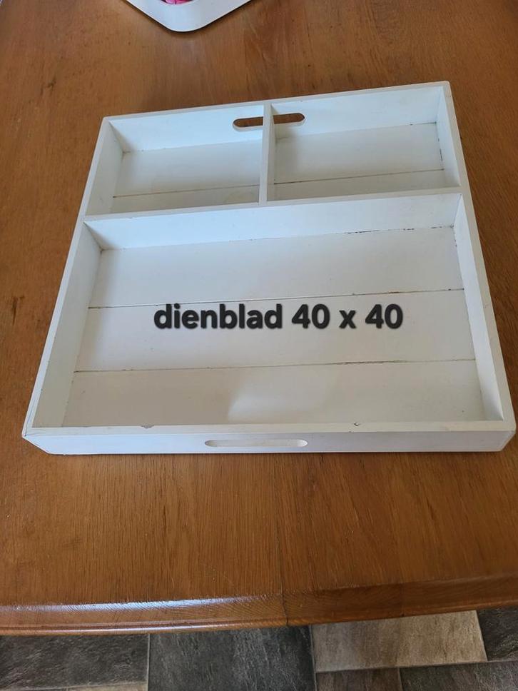 Dienblad met vakken - 40x40 cm, Huis en Inrichting, Woonaccessoires | Dienbladen, Zo goed als nieuw, Hout, Vierkant, Ophalen of Verzenden
