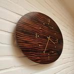Grote palissander Wandklok Vintage Deens design Houten Klok, Wandklok, Ophalen of Verzenden, Zo goed als nieuw, X