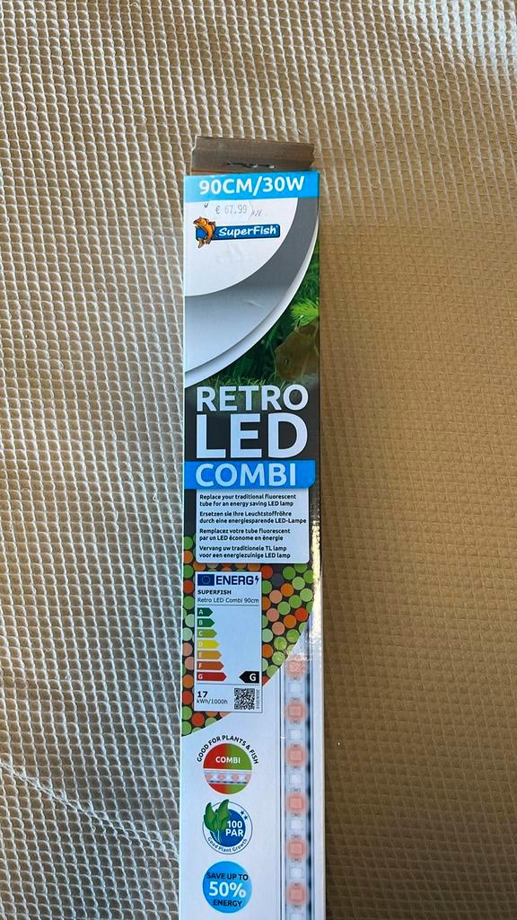 Aquariumlamp superfish Retro Led Combi 90cm, Dieren en Toebehoren, Vissen | Aquaria en Toebehoren, Zo goed als nieuw, Verlichting of Verwarming