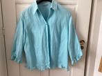 Linnen blouse, turkoois, maat 48, Blauw, Erfo, Maat 46/48 (XL) of groter, Ophalen of Verzenden