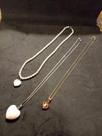 3 Kettingen: Hart & Parel, Ophalen of Verzenden, Goud, Zilver