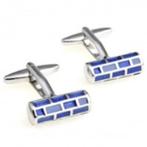 Mooie zilver/ blauw geëmailleerd kleurige manchetknopen, Verzenden, Nieuw, Overige materialen