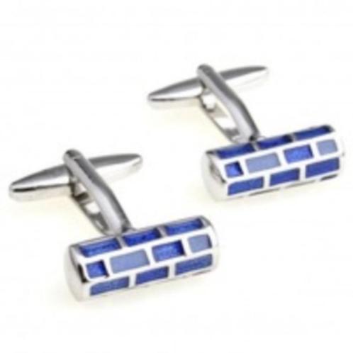Mooie zilver/ blauw geëmailleerd kleurige manchetknopen, Sieraden, Tassen en Uiterlijk, Manchetknopen, Nieuw, Overige materialen