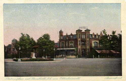 Stationsplein met standbeeld Joh. van Oldenbarneveld - Amers, Verzamelen, Ansichtkaarten | Nederland, Gelopen, Utrecht, Voor 1920