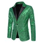 Heren groen glitter colbert / blazer paillet mannen glimmend, Kleding | Heren, Verzenden, Nieuw, Overige maten, Groen