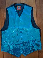 Blauw gilet met pailletten - feestelijk!, Carnaval, Onbekend, Overige maten, Ophalen of Verzenden