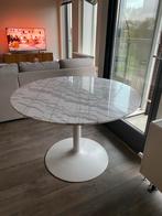 Eettafel wit marmer 110 cm, Huis en Inrichting, Tafels | Eettafels, Ophalen, Gebruikt, Rond, 100 tot 150 cm