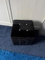 Zwarte poef barok met opbergruimte en bling, Ophalen, Gebruikt, Vierkant