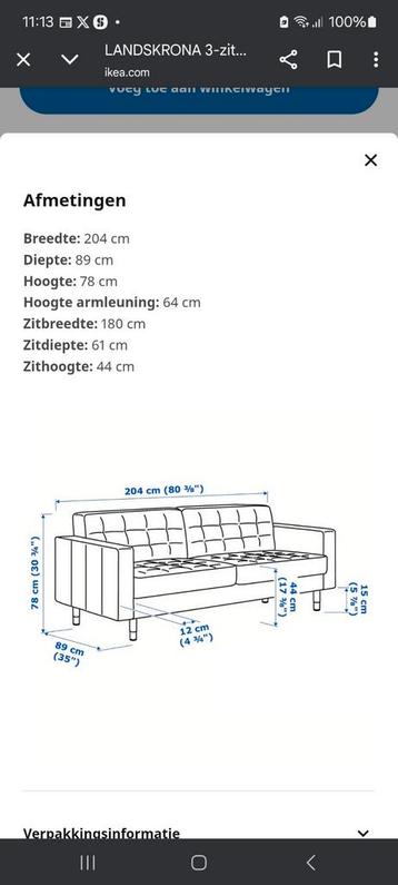 landskrona ikea 3 zitsbank - afbeelding 2