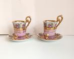 2 antieke Limoge kop en schotels Fragonard rose goud, Antiek en Kunst, Ophalen of Verzenden