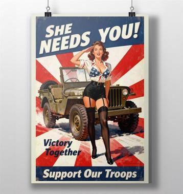 Willys Jeep sexy Pin Up Propaganda Poster #2 beschikbaar voor biedingen