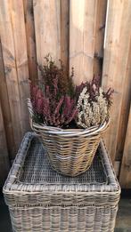 Rieten manden met planten, Tuin en Terras, Bloembakken en Plantenbakken, Ophalen, Minder dan 30 cm, Minder dan 60 cm, Rond