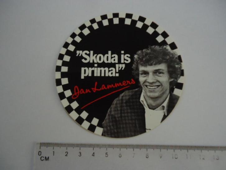 sticker oud SKODA auto race Jan Lammers F1 Zandvoort formule, Verzamelen, Stickers, Zo goed als nieuw, Bedrijf of Vereniging, Verzenden