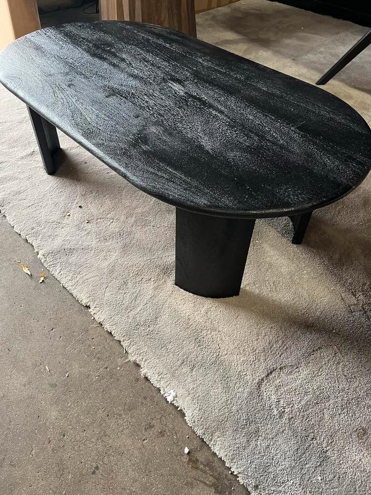 Salontafel Mangohout Zwart Ovaal 120cm, Huis en Inrichting, Tafels | Salontafels, Nieuw, Minder dan 50 cm, 50 tot 100 cm, 100 tot 150 cm