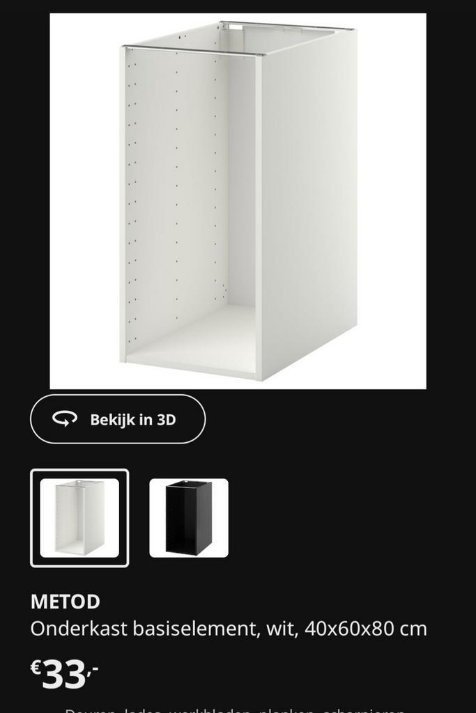 Metod keukenkast 40bx60dx80h, Huis en Inrichting, Keuken | Keukenelementen, Zo goed als nieuw, Minder dan 100 cm, 50 tot 100 cm