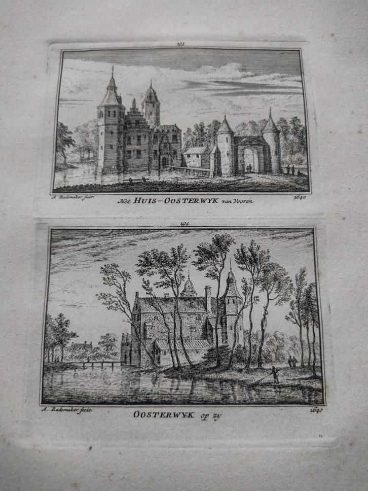 193/194 Oosterwijk het Huis Kopergravure 18e Eeuw dl 3, Antiek en Kunst, Kunst | Etsen en Gravures, Ophalen of Verzenden