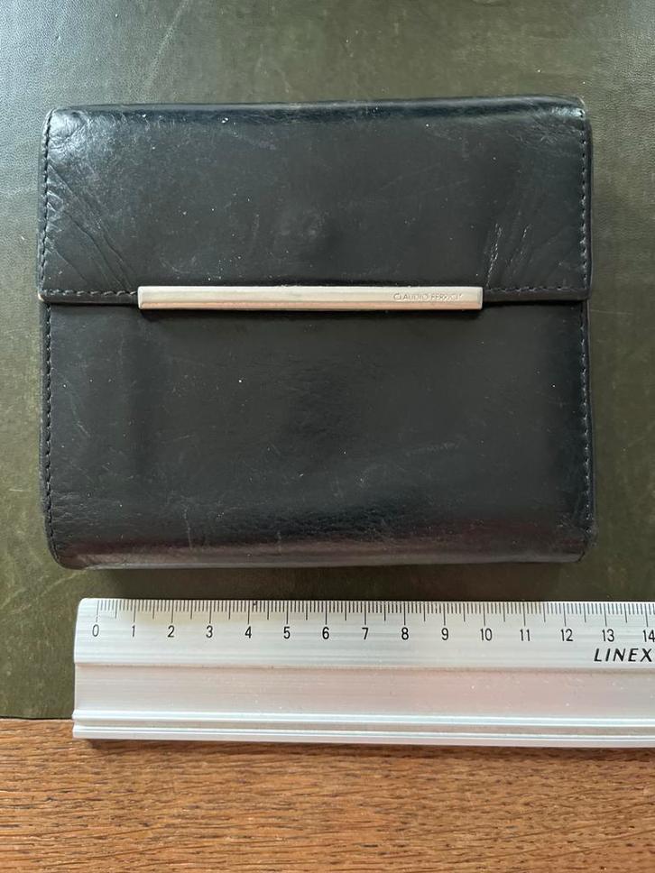Zwarte Claudio Ferrici Portemonnee, Sieraden, Tassen en Uiterlijk, Portemonnees, Gebruikt, Overige merken, Zwart, Leer, Ophalen of Verzenden